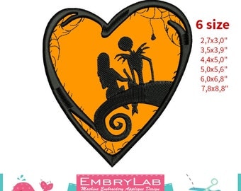 Applique Design. The Nightmare Before Christmas. Jack and Sally in love. Romantic Meeting By Moonlight (16162)