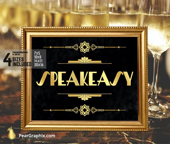 Speakeasy Sign DIY Printable / Roaring 20s Great Gatsby Party