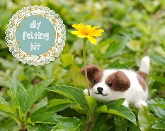 Needle Felting Kit DIY - Dog Jack Russell // Cute Needle Felted Animal // Easy Beginner Needle Felt Craft Kit // Perfect Gifts for Crafters