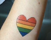 Rainbow Heart Temporary Tattoo