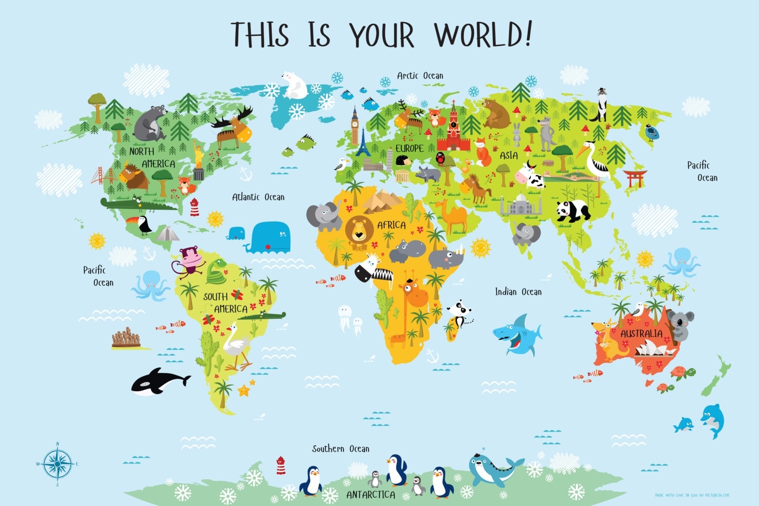 Map Of The World Printable For Kids zoom