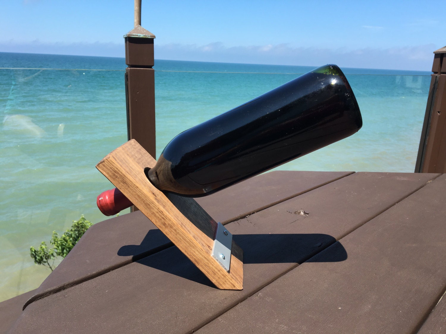 Wine Bottle Holder Floating Wood Wine Bottle by SimplyMAEdwithlove
