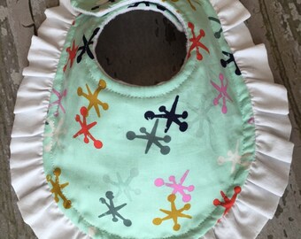 Baby bibs/blue jacks ruffle bib/ruffle baby bib