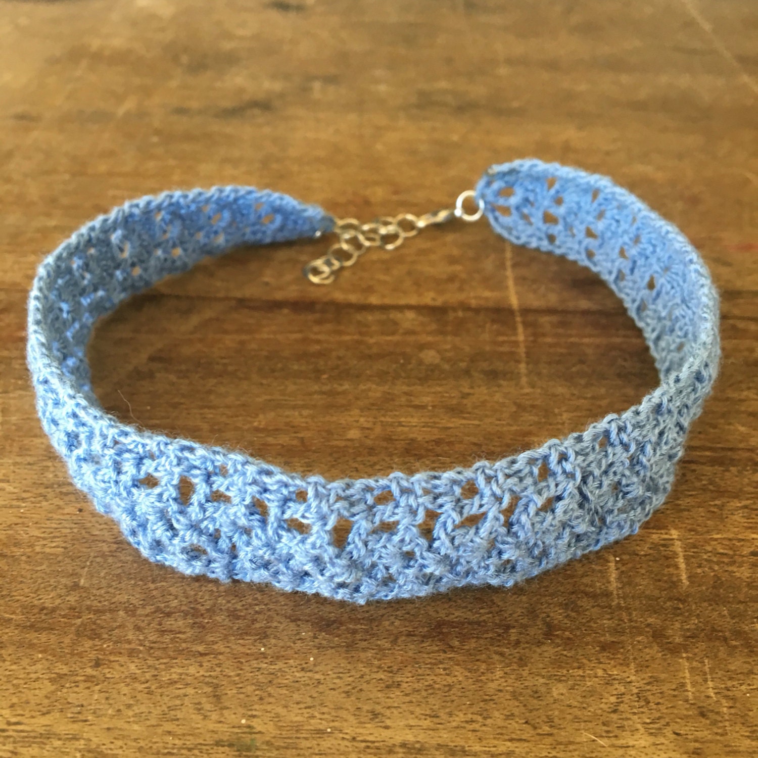 Serenity Blue Choker Fancy Lace Crochet Choker Necklace