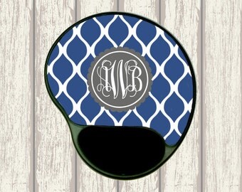 Personalized Mouse Pad with Gel Wrist Rest - Choice of Pattern, Color, Frame, Monogram - Design Your Own Teacher Gift, Office Gift Mousepad