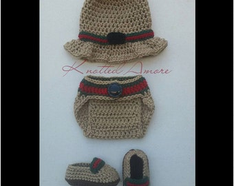 Crochet Gucci, Gucci Inspired Set, Newborn set, photo prop