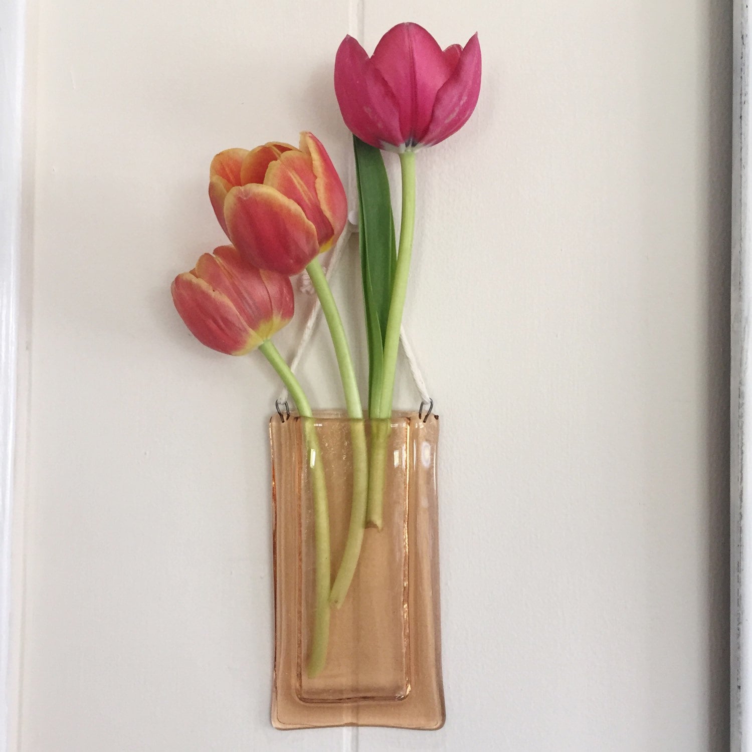 Hanging glass vase hanging vase glass wall by GardenStateGlasswork