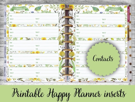 Happy Planner Printable Pages Contacts Pages Address Book