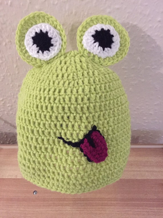 Cheeky Froggie Crochetted Hat \/\/ Frog hat by F