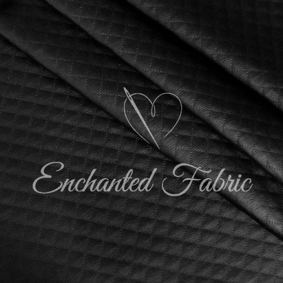 Black Diamond Quilt Faux Leather Fabric for Leatherette