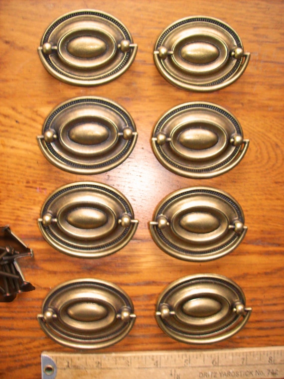 12 Vintage Aged Brass Color Drawer Furniture Pulls Hepplewhite
