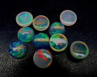 Ethiopian Opal Cab Round 6mm Top Quality Multi Fire Opal Natural Loose Gemstone - Opal Cabochon - Price Per Piece