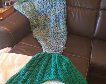 crochet mermaid tail blanket kids, cocoon blanket, kids gift, kids sea mermaid blanket, ocean bedding, toddler room decor, lap blanket, girl