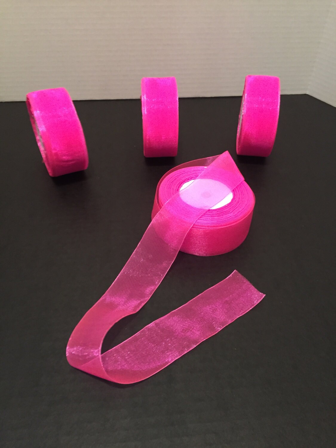 HOT PINK ORGANZA Ribbon Rolls, 1.5" Wide, 50 Yard Rolls, Sale, Holiday
