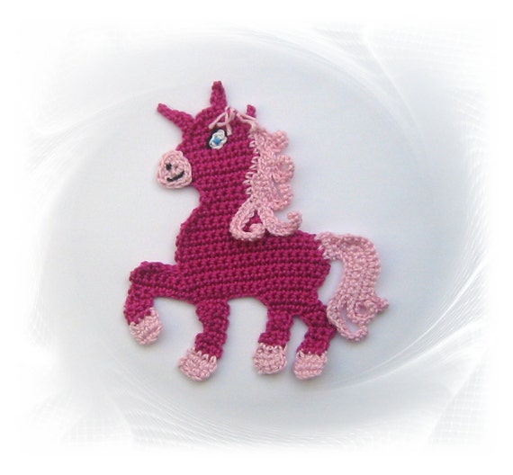 Unicorn crochet applique Unicorn application by SavoeDesign