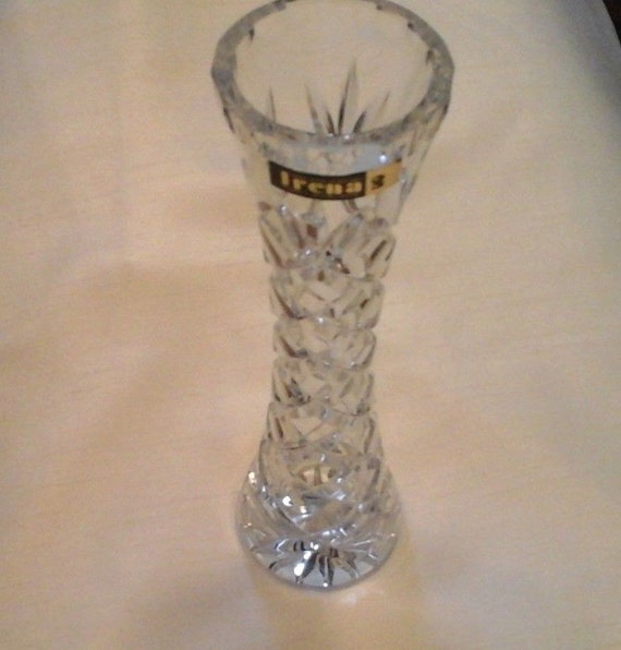 IRENA Hand Cut 24 Lead Crystal Bud Vase Hand Made in