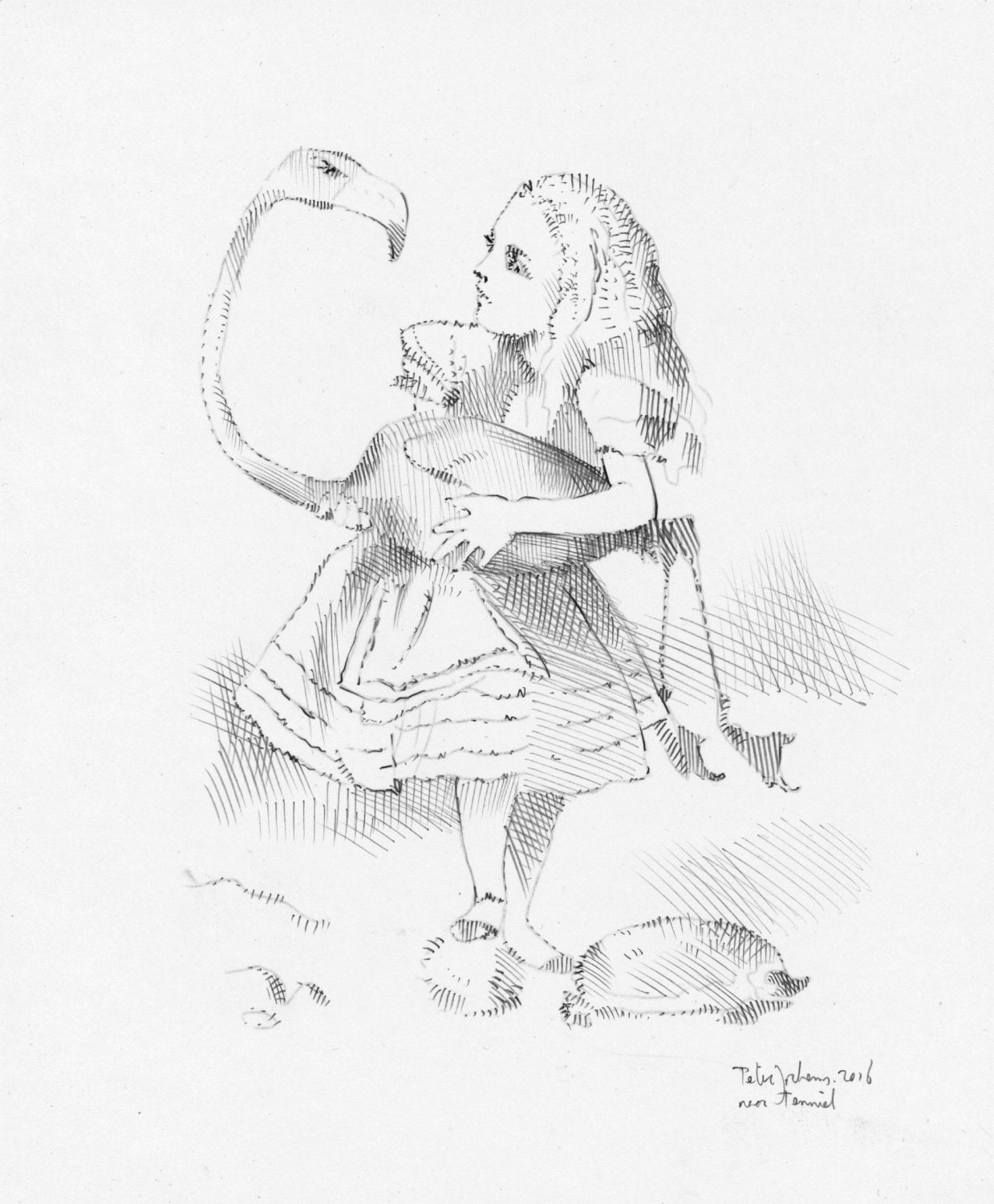 Disegno matita originale di Alice nel