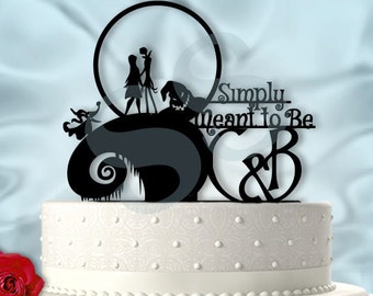 Jack and Sally Simply Meant to Be with Initials Wedding Cake Topper