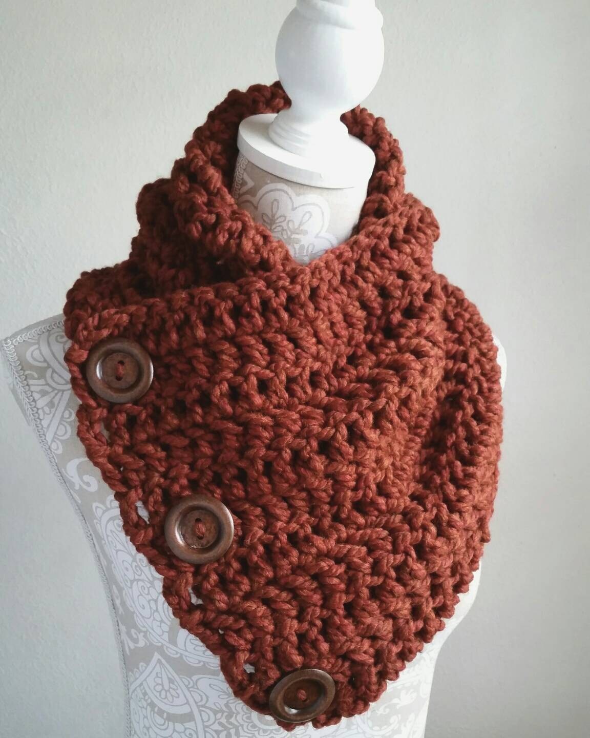 Crochet Pattern 3 Button Scarf Crochet Scarf By GingerKnotShop