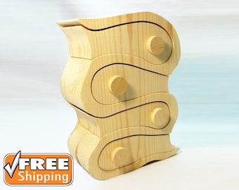 Bandsaw Box * Wooden Mini Chest of Drawers * Natural Wooden Organizer Jewelry Box Wooden Handcrafted Jewelry Box Holder Wooden Favour Favor