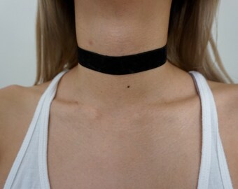 SALE! 50% OFF Wide velvet choker/ 1 inch wide choker/ simple thick choker - Malia Orig., Price 10 USD
