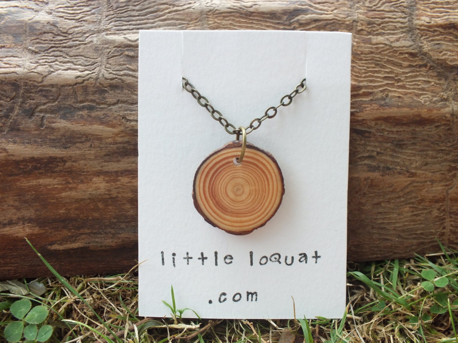 Natural wooden necklace eco jewellery organic wooden