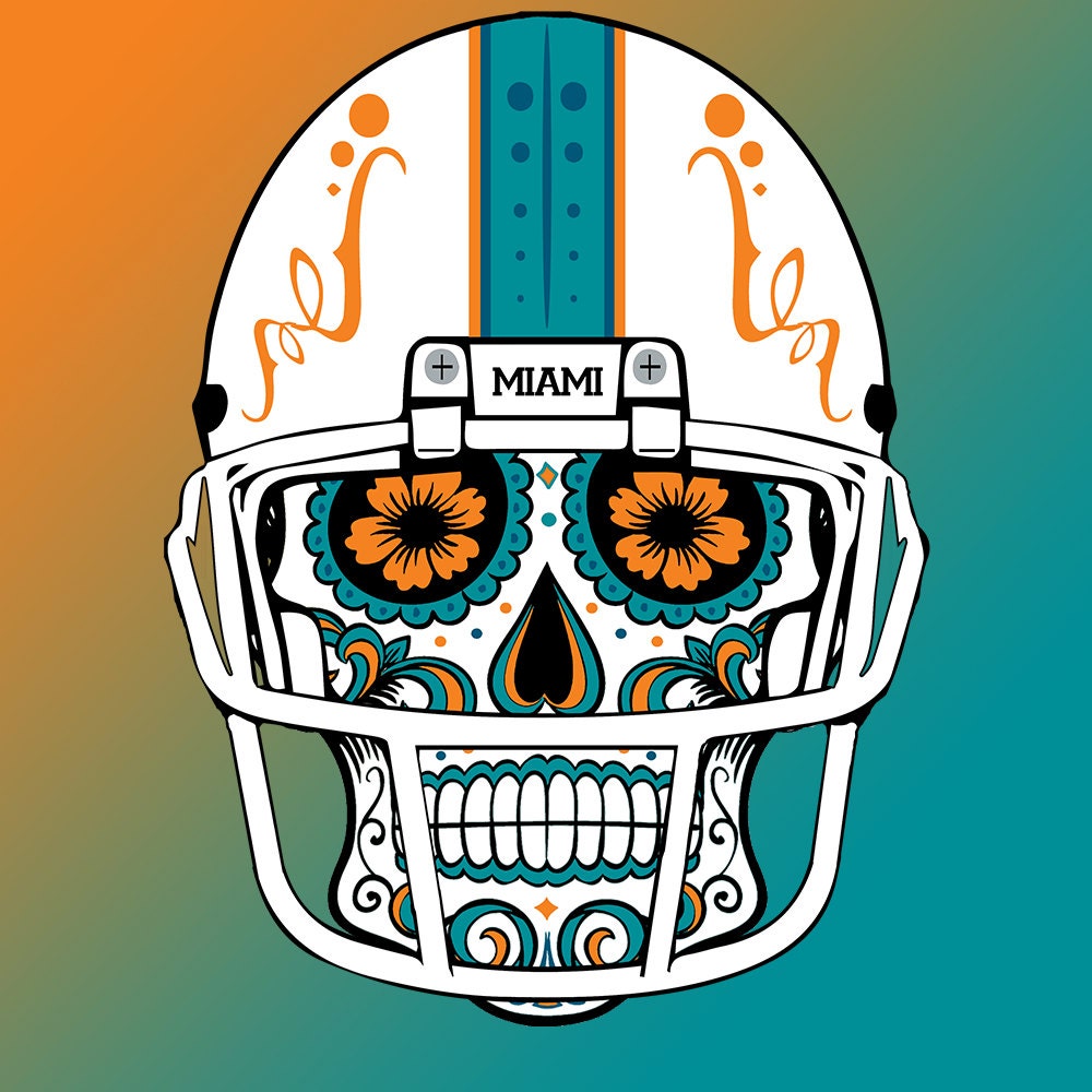 Miami Dolphins Custom NFL Sugar Skull by CustomClothingShop