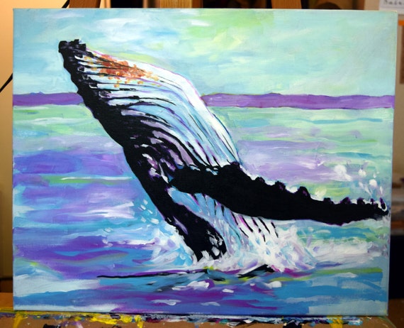 Humpback Whale original acrylic painting 20 x 16