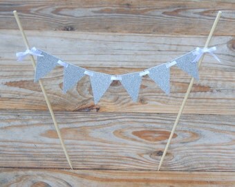 Silver Glitter Cake Bunting. Cake Bunting. Baby Shower. Wedding. Engagement. Bunting. Silver Cake Bunting. Wedding Cake Bunting. Birthday