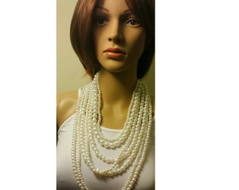 Women pearl necklace chucky necklace white pearl necklace women jewelry beads necklace multilayer necklace long chucky beads necklace