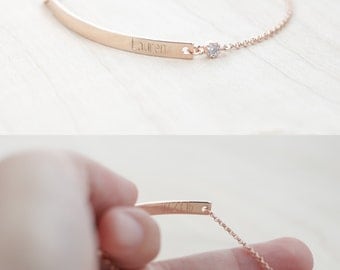 Bridesmaid Bracelet - Rose Gold Bridesmaid Jewelry - Bridesmaid Jewelry Rose Gold - Rose Gold Bridesmaid Bracelet - Name Bracelet