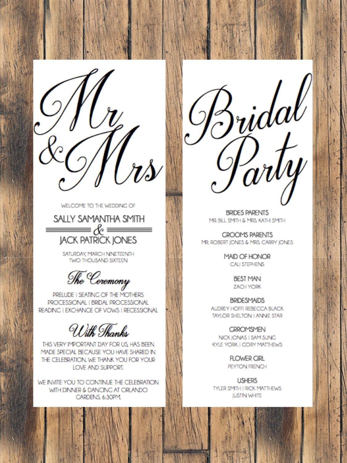 Simple Wedding Program