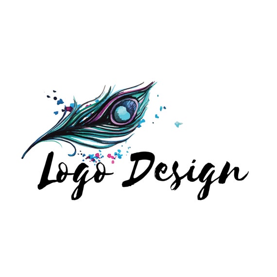 Custom logo design peacock feather logo feather watermark