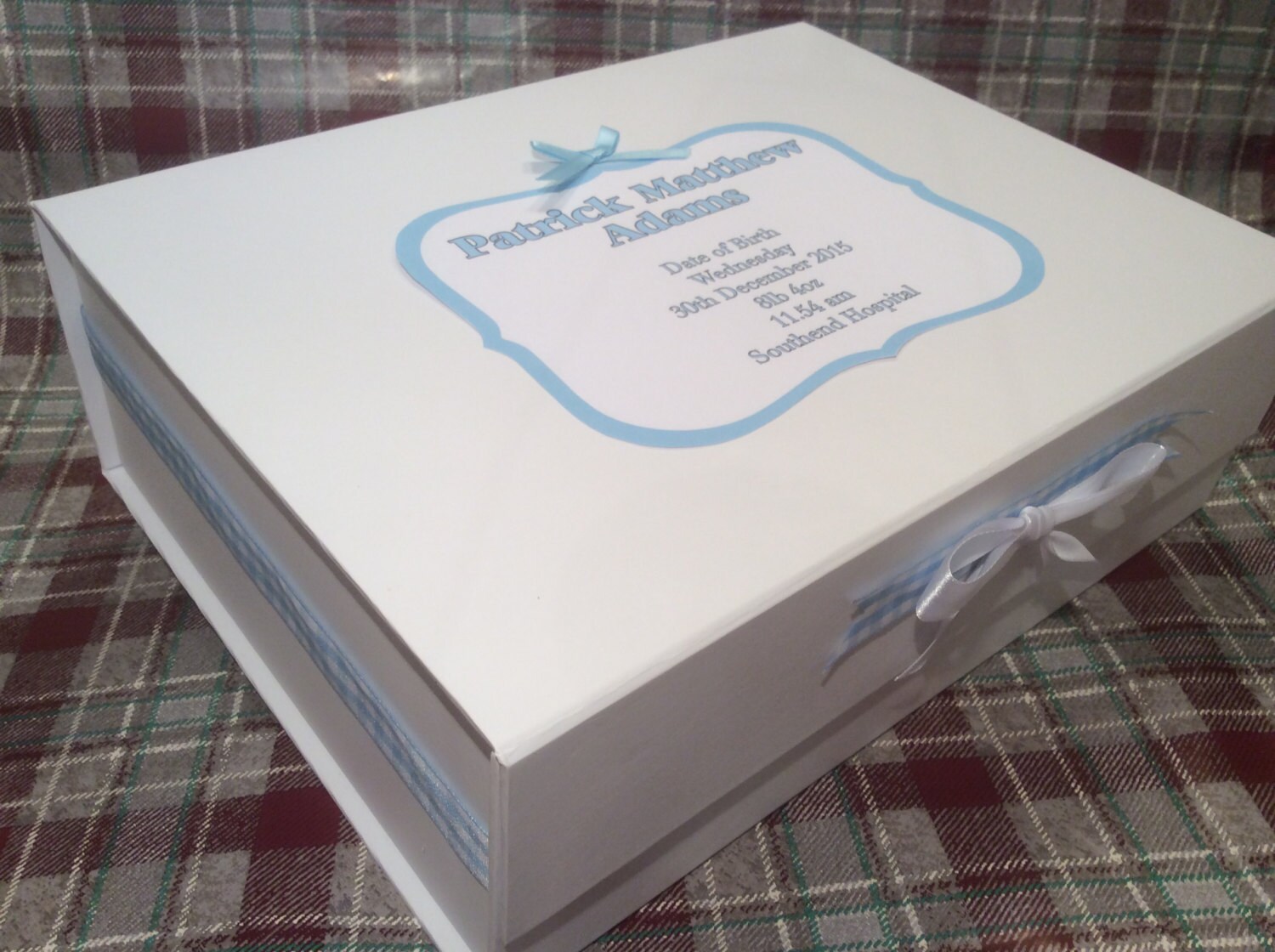 Extra large Personalised Memory Keepsake Box Baby Boy