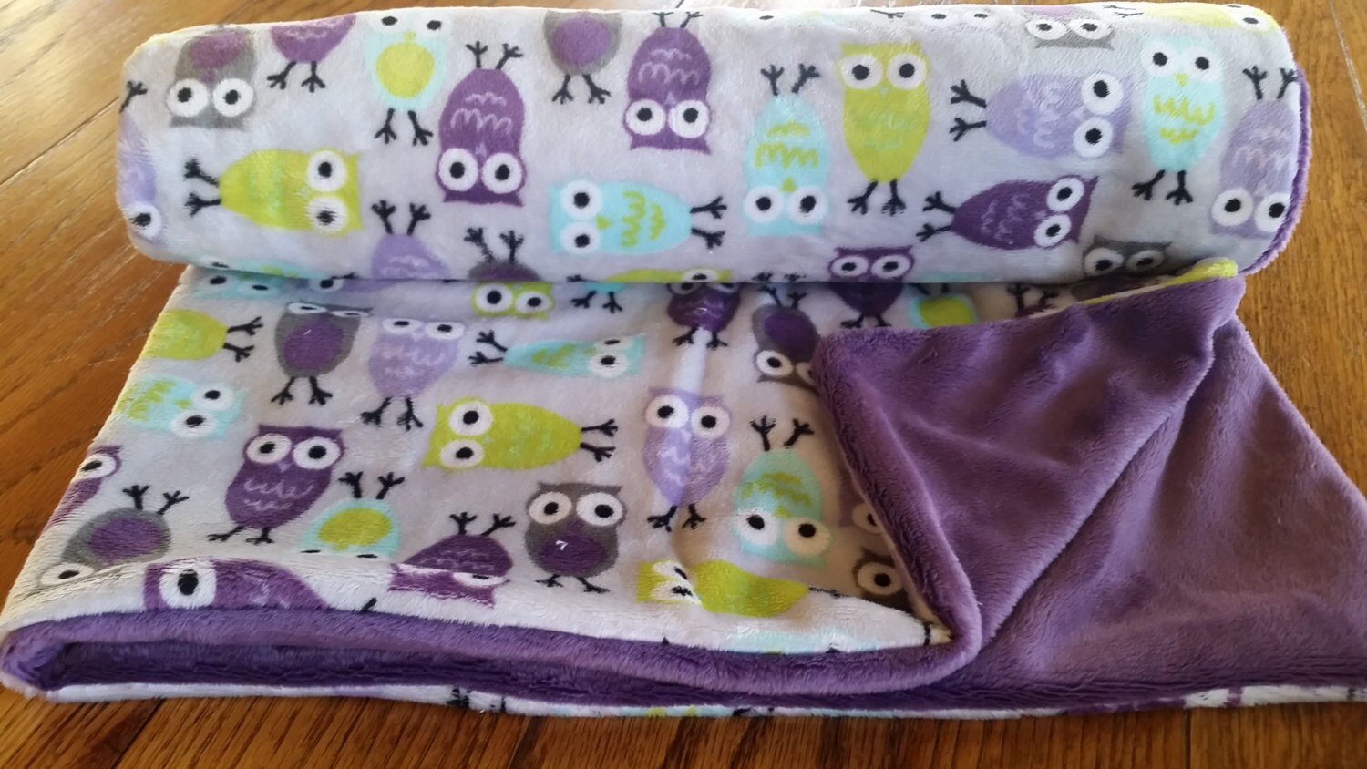 Toddler Blanket Owl Blanket Soft Cuddly Blanket Purple