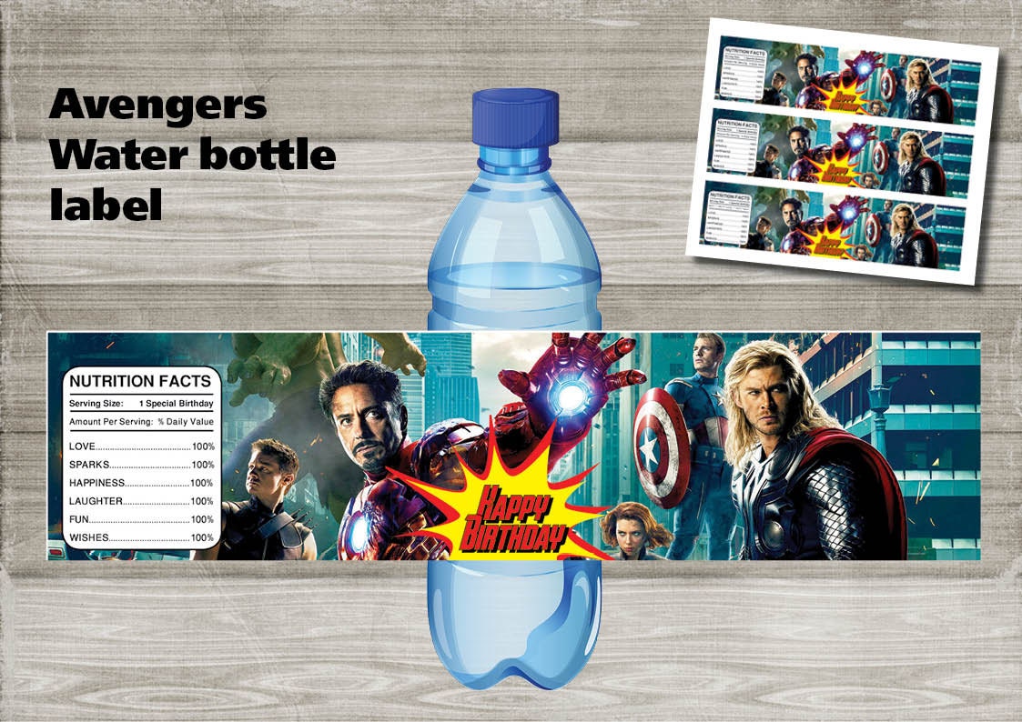 Instand DL Avengers Water Bottle Label Printable Printable