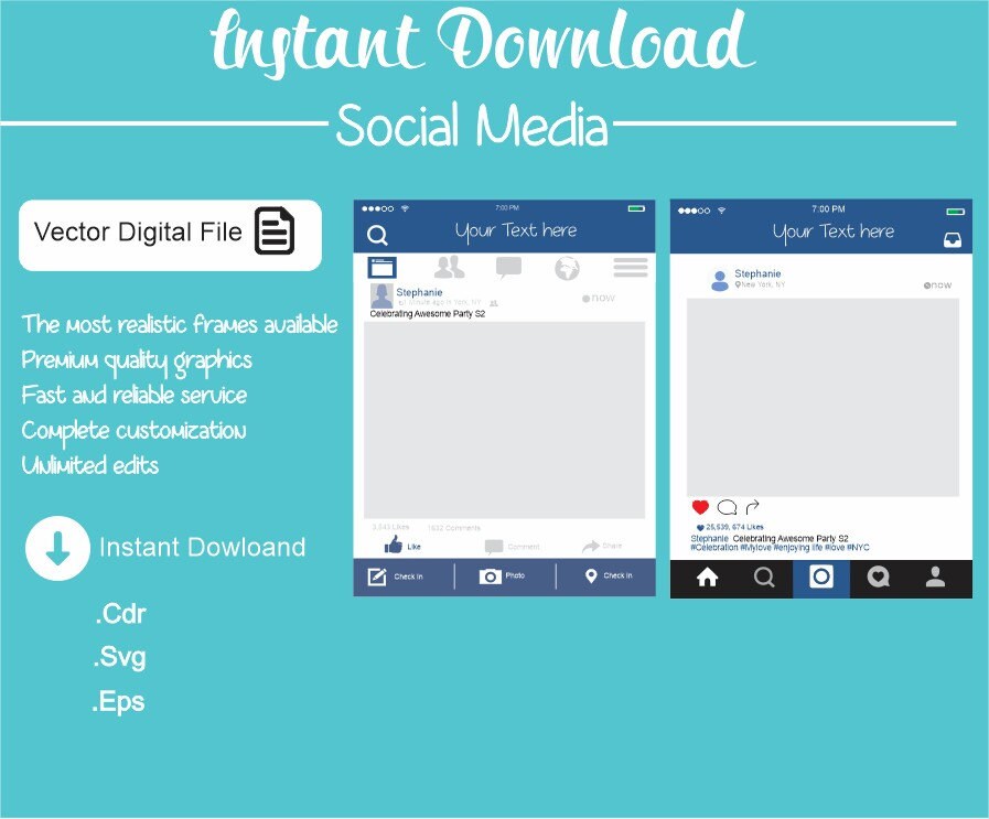 Pack Social Media Facebook Style Photo Prop Frame