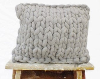 Chunky Merino Cushion (15"x15") - Grey