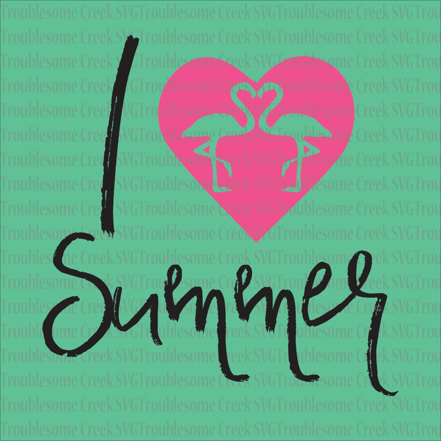 Flamingo Heart I Love Summer SVG Silhouette Cricut