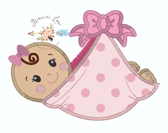 Baby embroidery design, Baby applique design, new born baby embroidery design, little bundle, 2 sizes 5x7 and 6x10