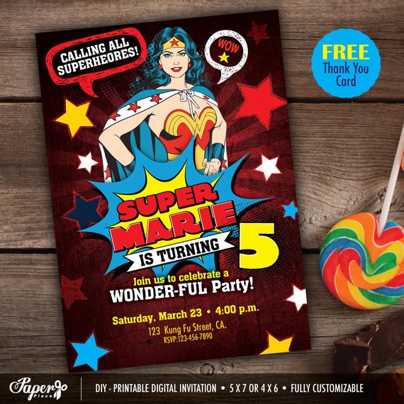 Wonder Woman Invitation Printables wonder woman Wonder Woman