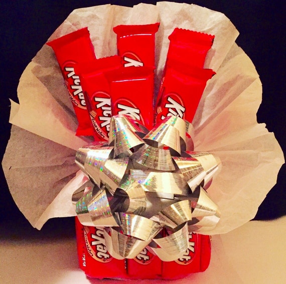 Kit Kat Candy Bouquet Gift Basket Candy Wrapped by GlimmerGifts