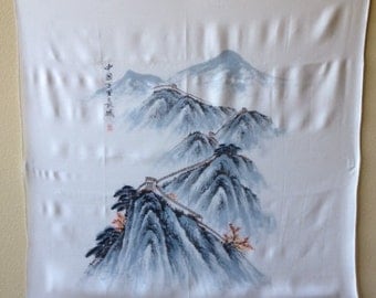 Great Wall of China on silk scarf
