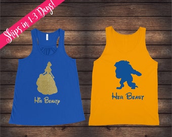 His Beauty Her Beast Tanks | Beauty and Beast Tanks | Disney Couple Shirts | Custom Disney Tanks | Matching Disney Shirts | His & Her Tanks