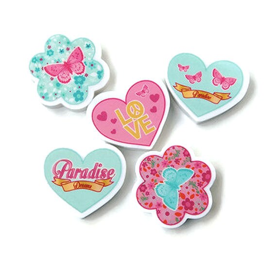 Items similar to Eraser set, stationary, heart erasers, pencil case