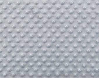 Grey Minky Fabric, Dimpled Minky Fabric by the Yard, Plush Minky Fabric, Light Grey