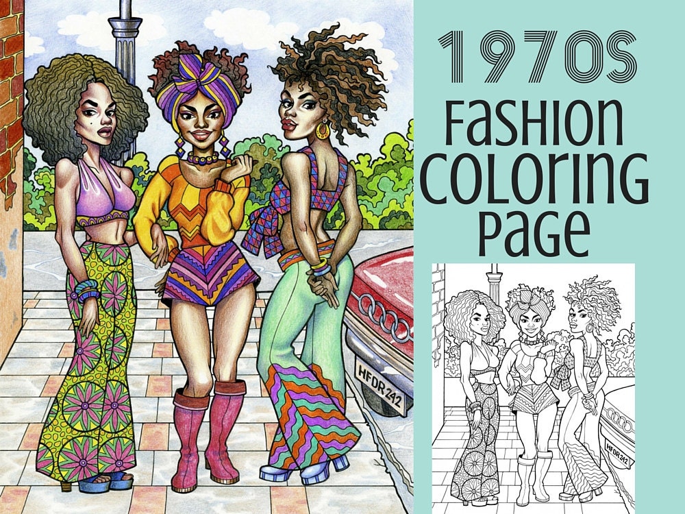 Coloring Page 1970s Fashion Coloring Book Printable