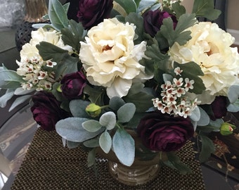 Silk Flower Arrangement Large Earth Tone Colors Hydrangeas