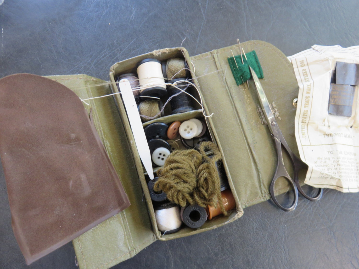 Vintage WWII World War 2 sewing kit Army issue