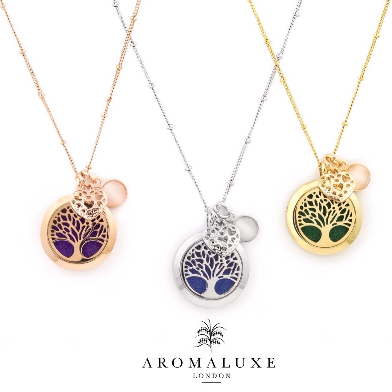 Essential Oils Diffuser Locket Necklace Round Rose Gold